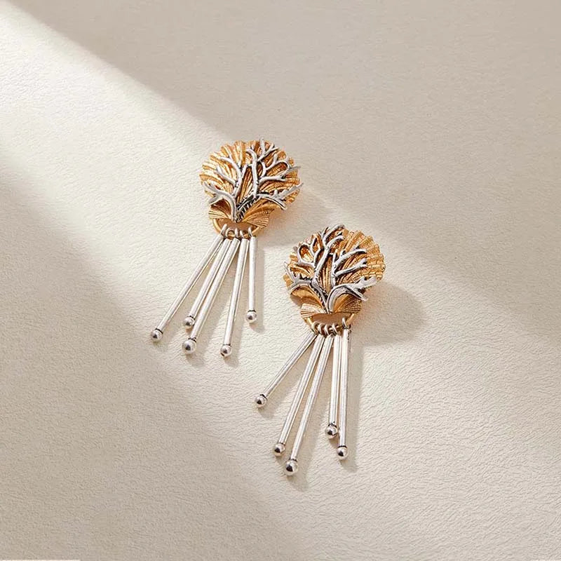 Conjunto de Colar e Brincos Feminino Folheado em Dourado e Prata