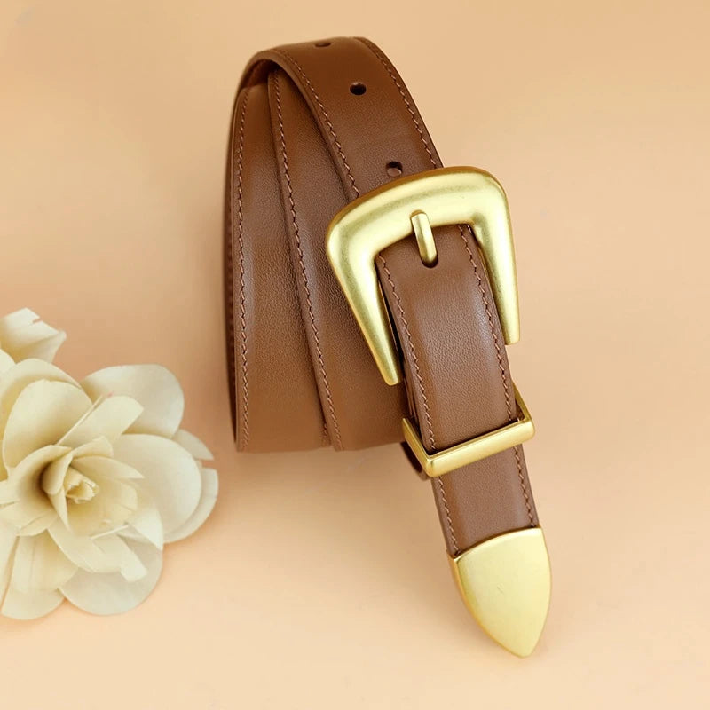 Cinto Feminino Liso com Fivela Dourada