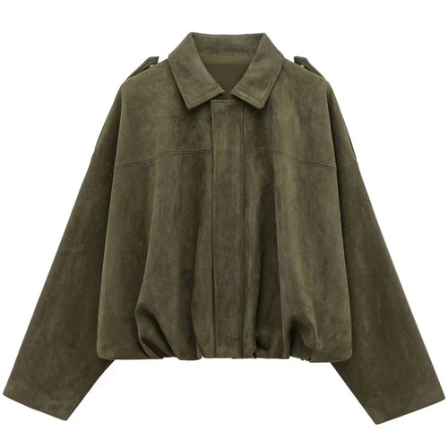 Casaco Bomber Feminina efeito Suede Manga Longa