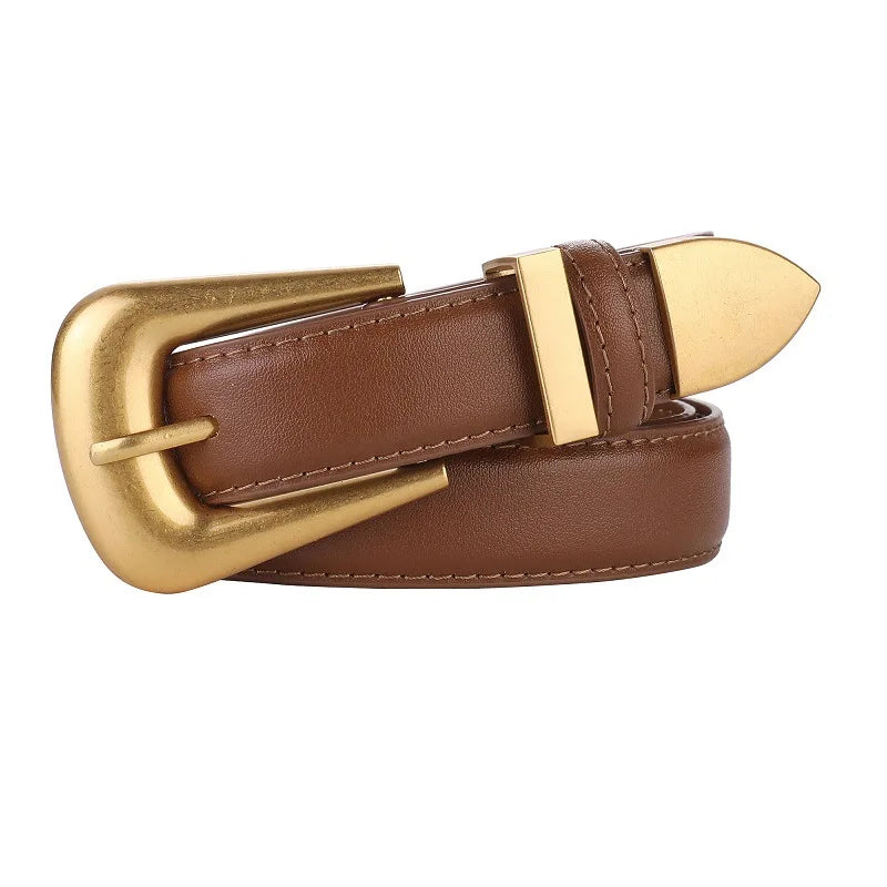 Cinto Feminino Liso com Fivela Dourada