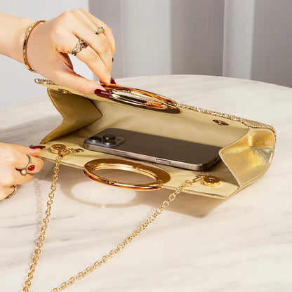 Bolsa Clutch Dourada com Glitter