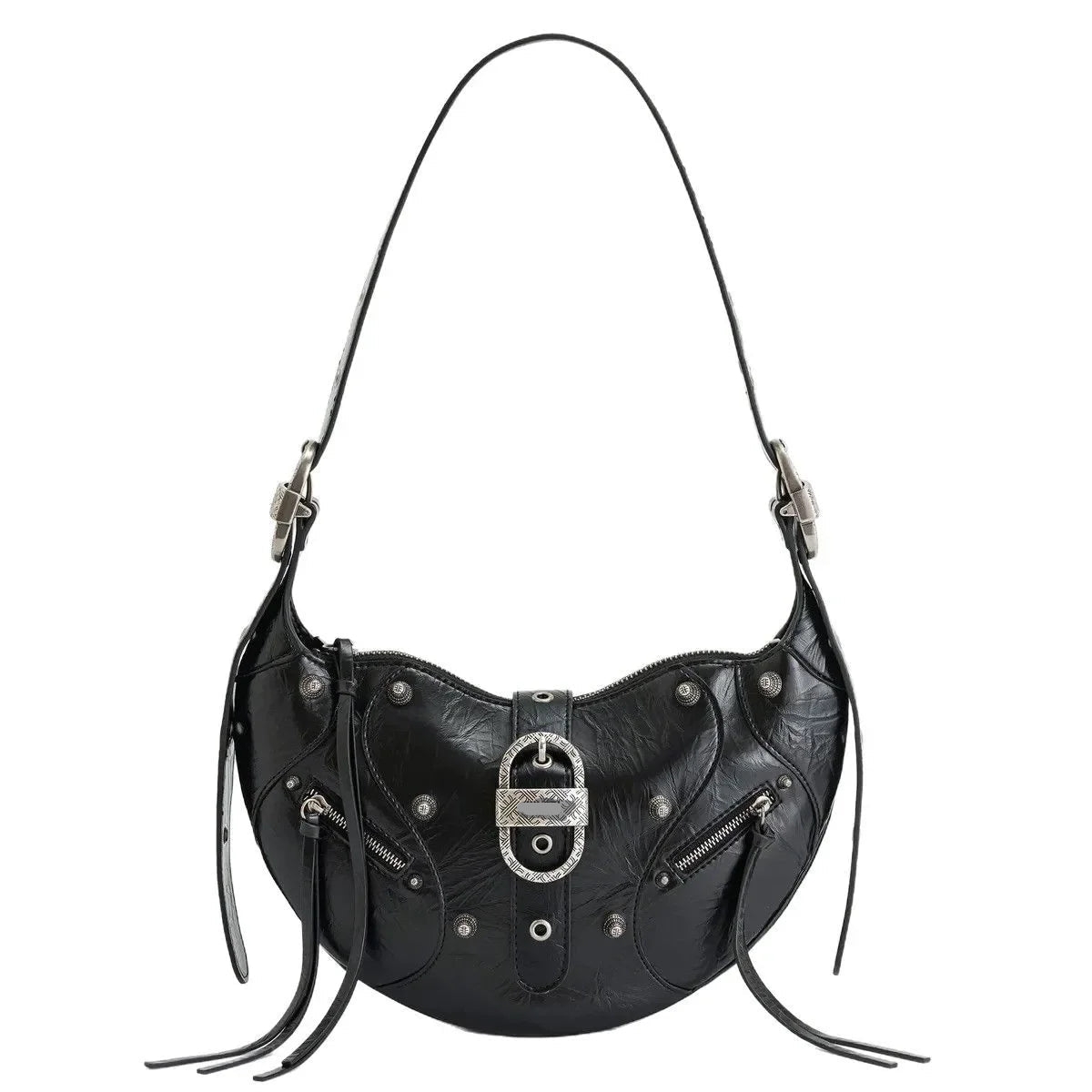 Bolsa Feminina de Ombro Tessa com Fivela e Tachas