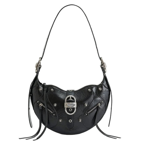 Bolsa Feminina de Ombro Tessa com Fivela e Tachas