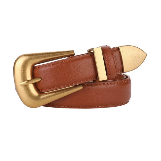 Cinto Feminino Liso com Fivela Dourada
