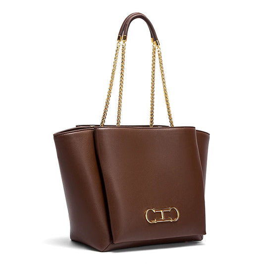 Bolsa Feminina Grande com Alças Douradas – Design Estruturado