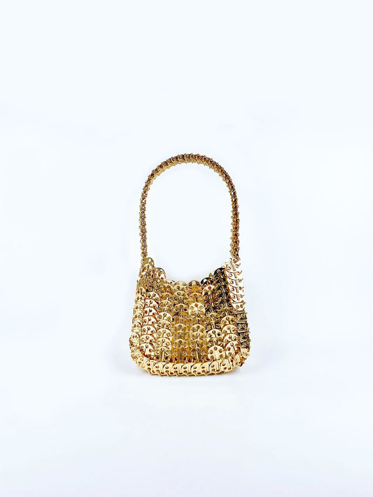 Bolsa Feminina Dourada de Metal Inoxidável