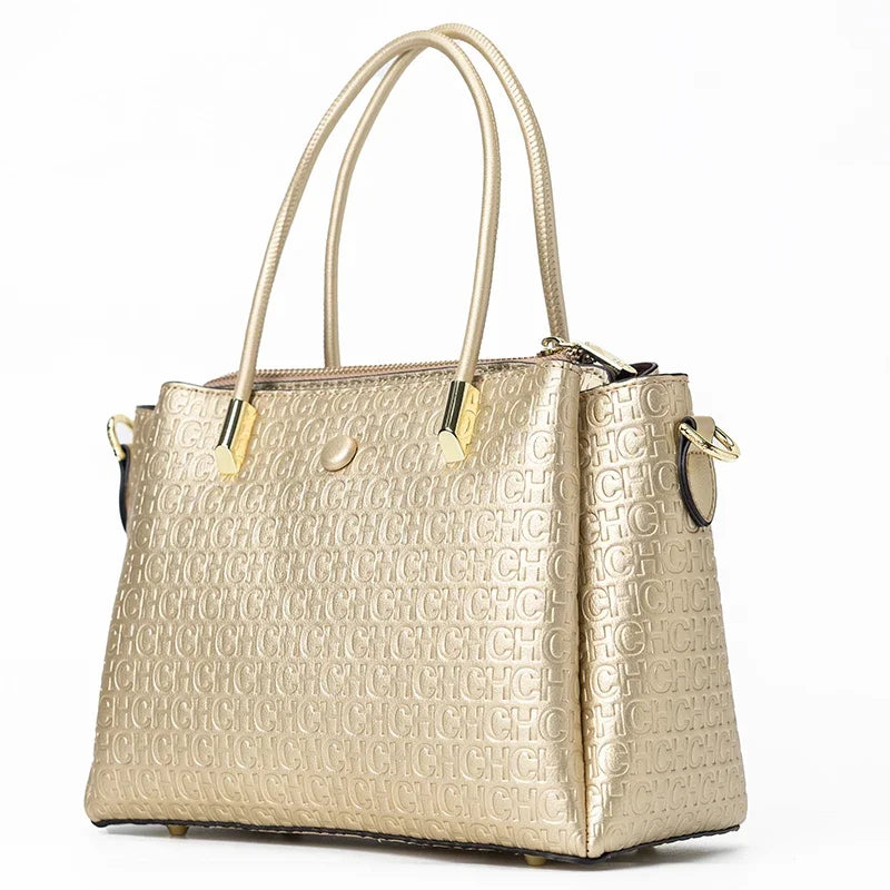 Bolsa Feminina Estruturada em Couro de Mão e Transversal