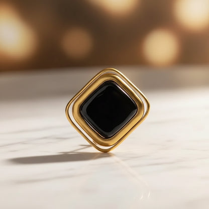 Brinco Feminino Dourado Quadrado com Pedra Camila
