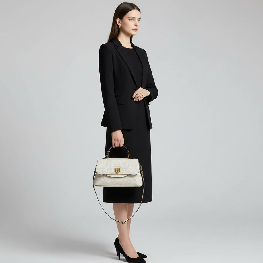 Bolsa Feminina Estruturada com Textura Croco - Design Premium