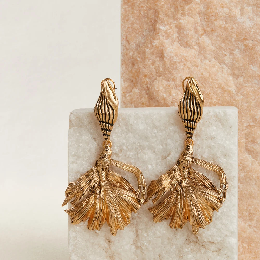 Conjunto Feminino de Colar e Brinco com Conchas e Estrela-do-Mar Marine