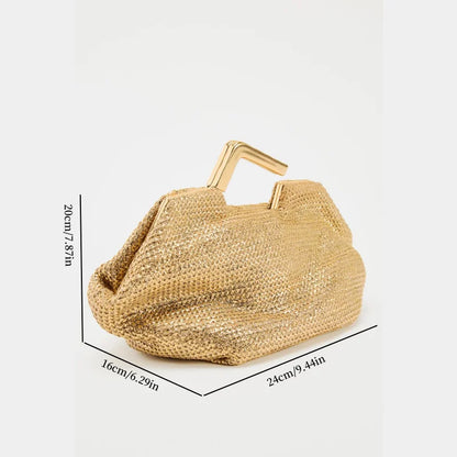 Bolsa Clutch Feminina Dourada com Alça Metálica