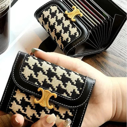 Carteira Feminina Premium Porta Cartões com Estampa Pied de Poule