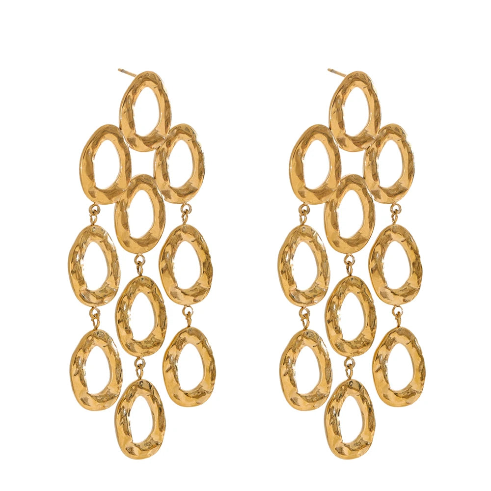 Brinco Feminino Dourado com Elos Ovais