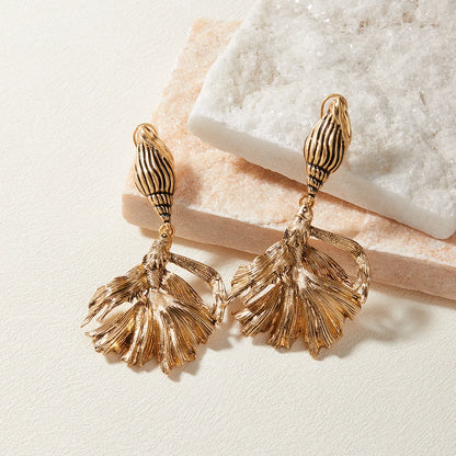 Conjunto Feminino de Colar e Brinco com Conchas e Estrela-do-Mar Marine