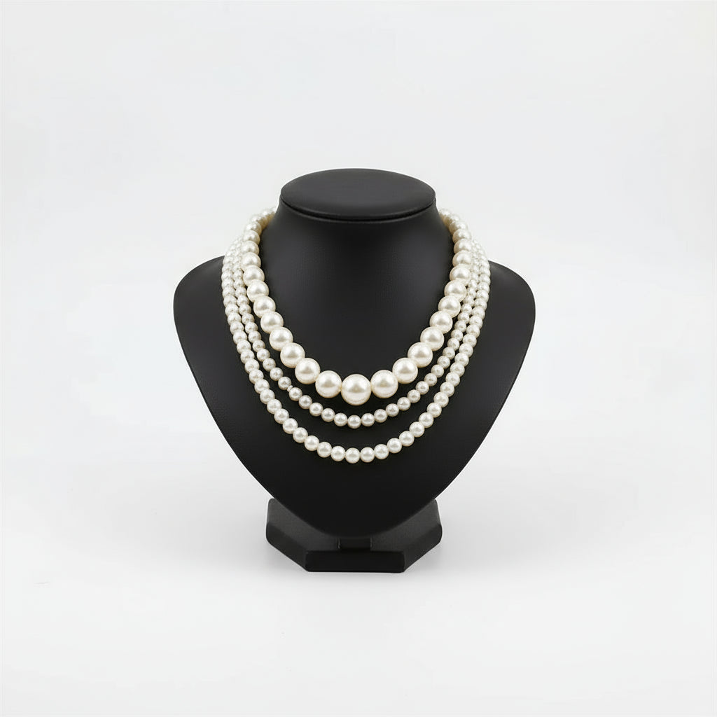 Colar Feminino de Pérolas Clássico Triplo – Elegância e Sofisticação Premium