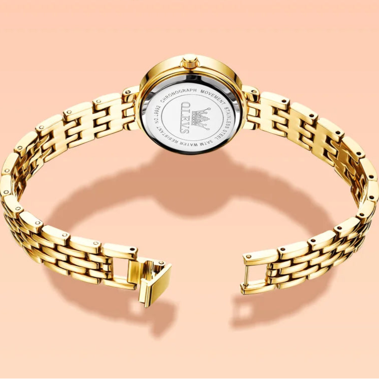 Relógio Feminino Dourado Olenys – Analógico com Pulseira de Metal