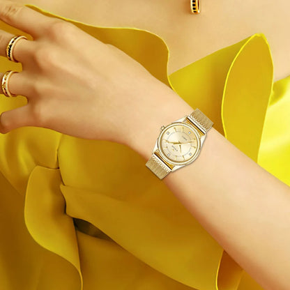 Relógio Feminino Dourado Wwoor com Pulseira de Aço Inoxidável