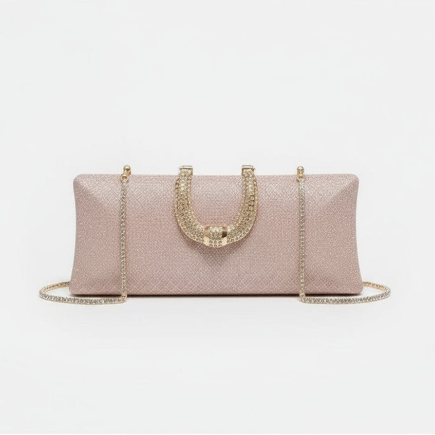 Bolsa Clutch de Festa com Alça de Strass