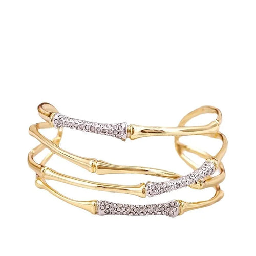 Bracelete Dourado Feminino com Detalhes em Strass Premium