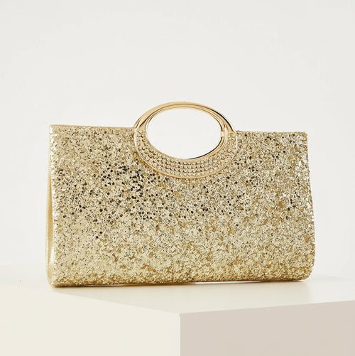 Bolsa Clutch Dourada com Glitter