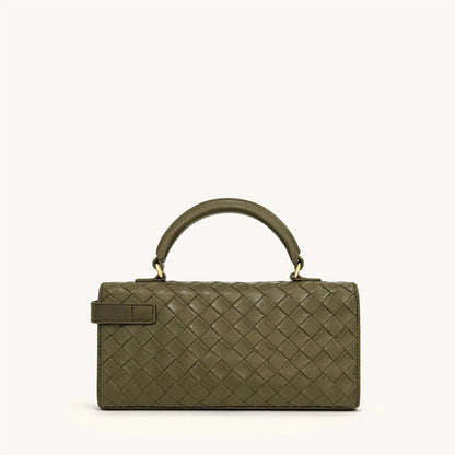 Bolsa Feminina de Mão com Textura Trançada com Fecho Dourado