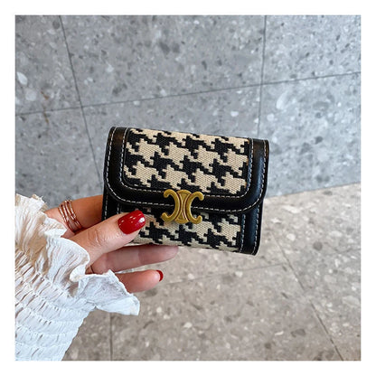 Carteira Feminina Premium Porta Cartões com Estampa Pied de Poule