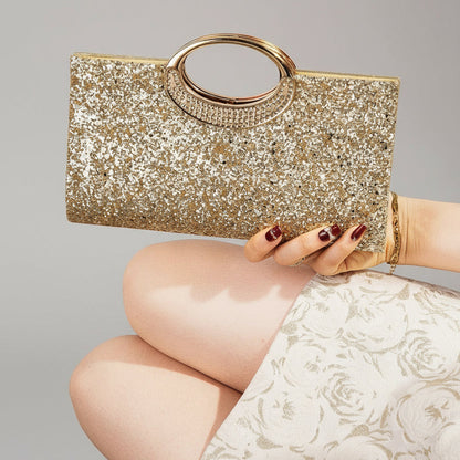 Bolsa Clutch Dourada com Glitter