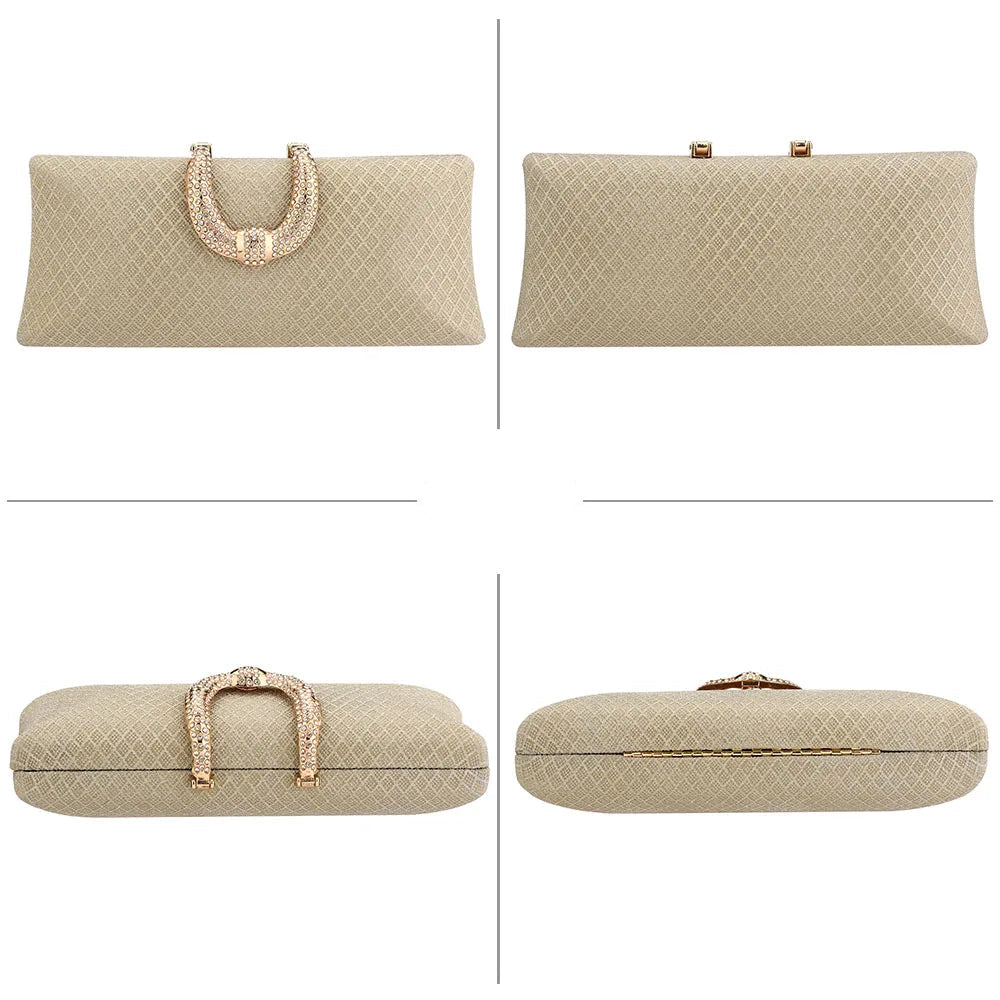 Bolsa Clutch de Festa com Alça de Strass