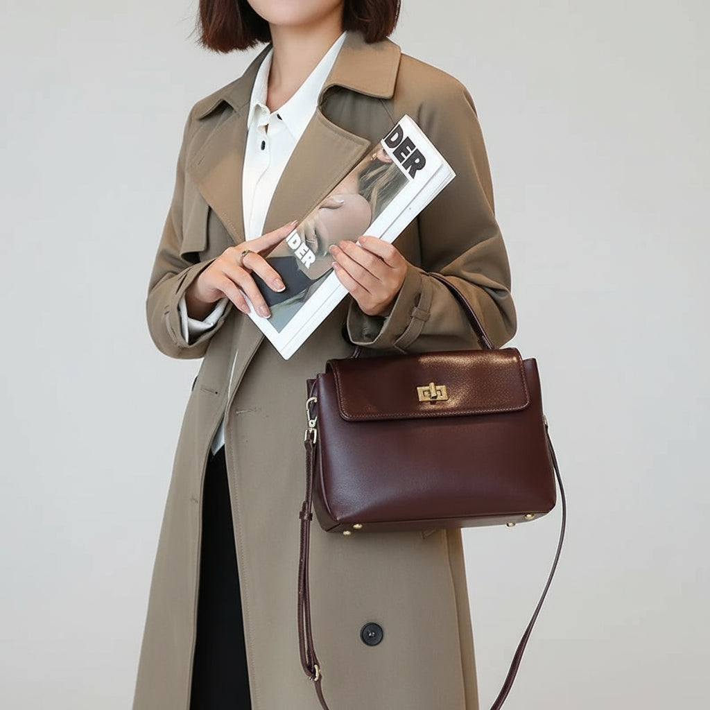 Bolsa Feminina de Couro Premium com Alça de Mão e Transversal