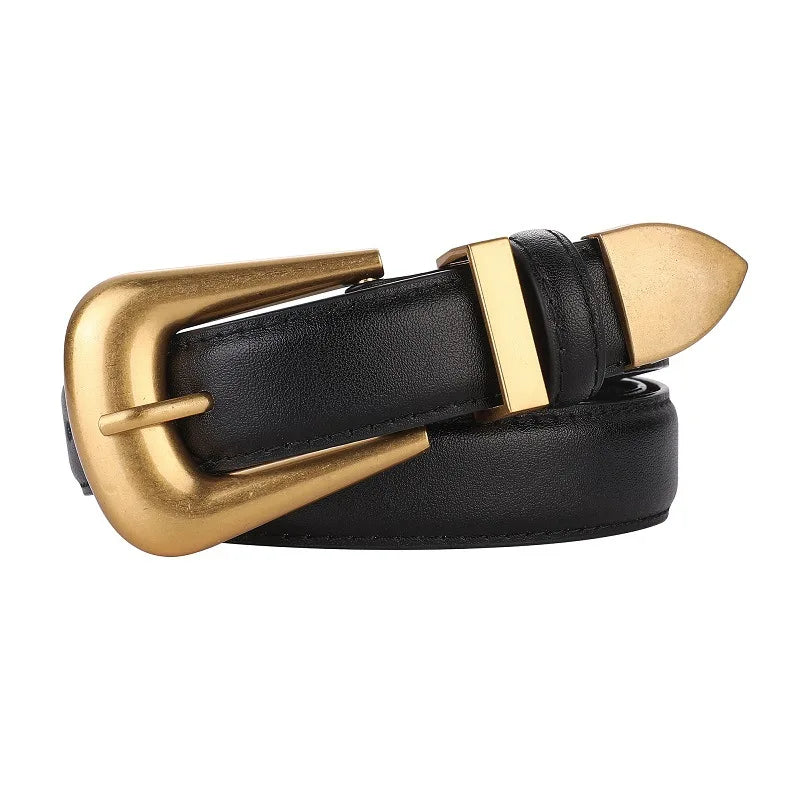 Cinto Feminino Liso com Fivela Dourada