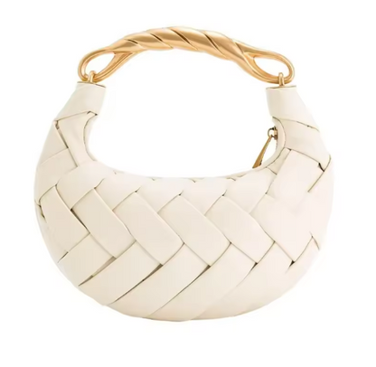 Bolsa Feminina Trançada com Alça Dourada