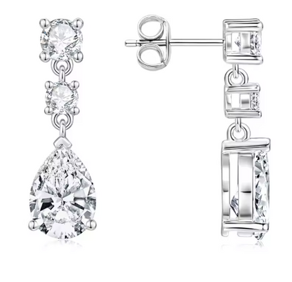 Brinco Feminino de Prata Moissanite