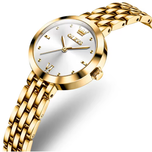 Relógio Feminino Dourado Olenys – Analógico com Pulseira de Metal