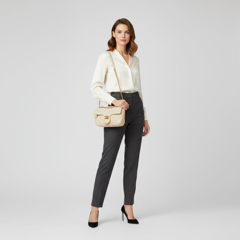 Bolsa Feminina Transversal Acolchoada Branca