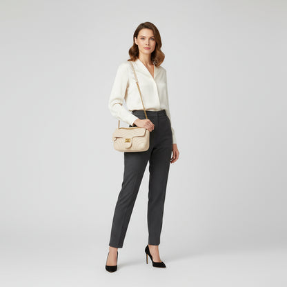 Bolsa Feminina Transversal Acolchoada Branca