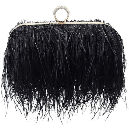 Bolsa de Festa Feminina com Plumas – Alça Removível